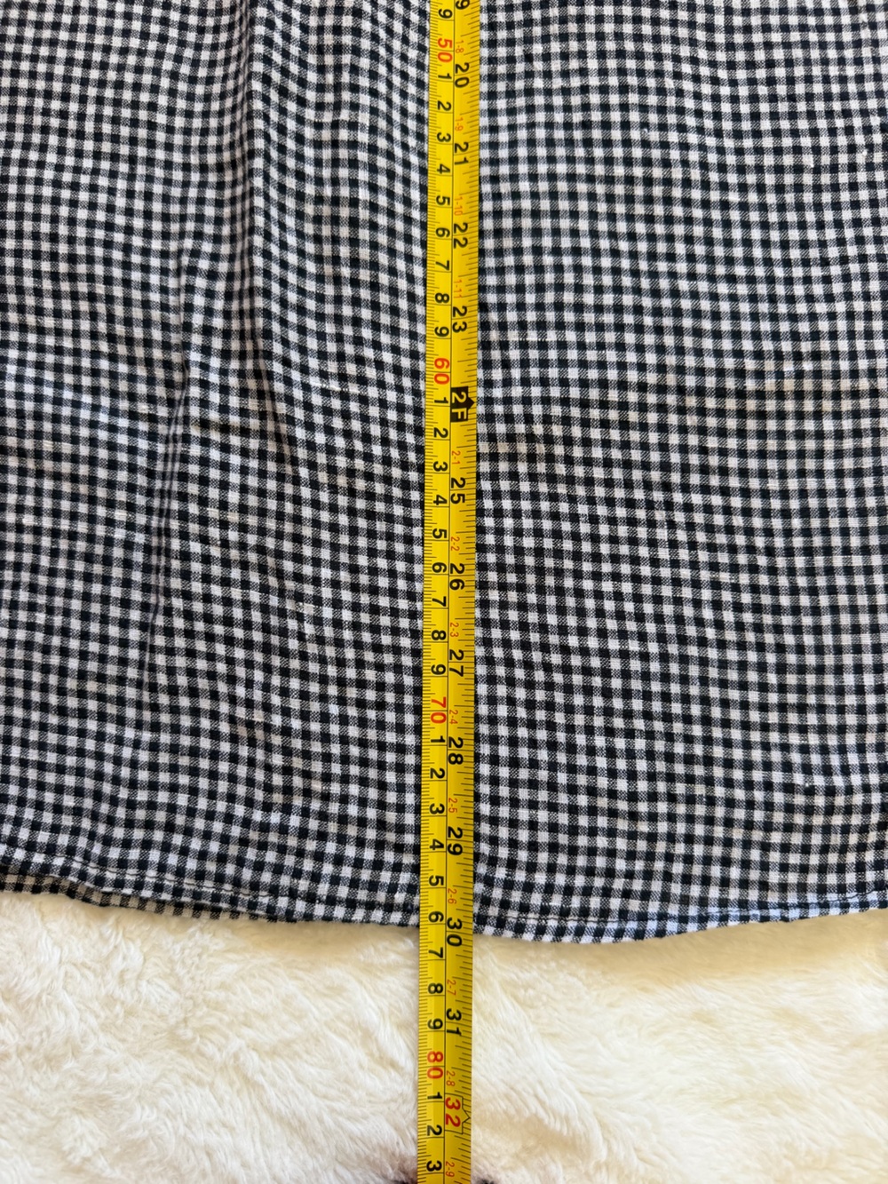 Eileen Fisher Puckered Organic Linen Gingham Midi Skirt - A line - Medium - Picture 6 of 13